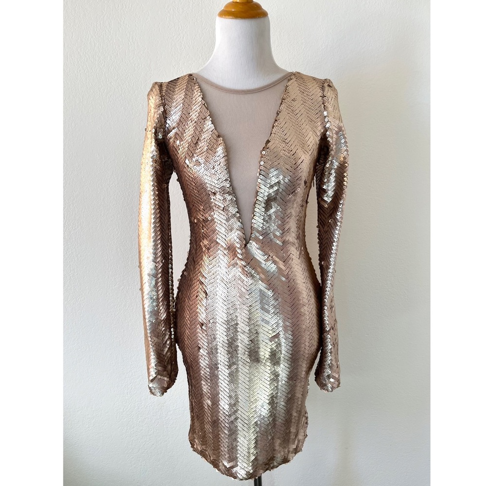 Muted Gold Sequin Bodycon Dress